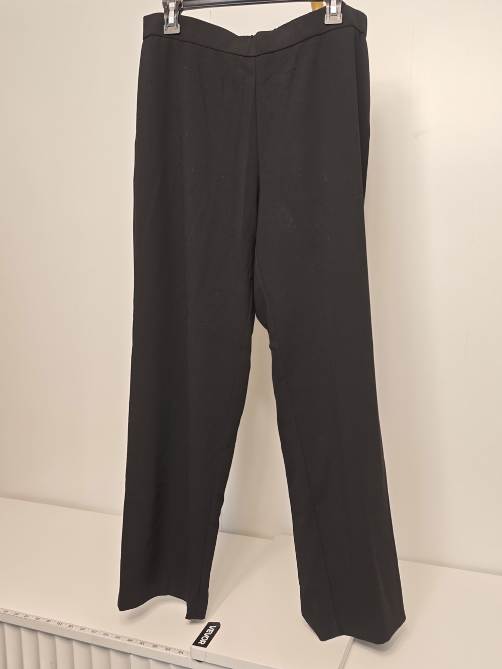 Sag Harbor Stretch Black Wide Leg Trousers Flat Front Elastic Waist Pants Mens M